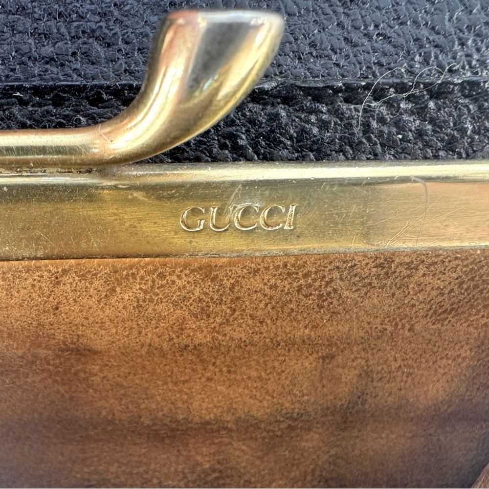 Gucci Horsebit Kisslock Coin Wallet Black Grained Leather Gucci Wallet Vintage - Picture 9 of 13